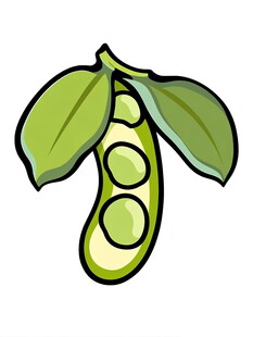 卡通形象的鲜嫩豌豆荚