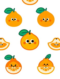 可爱笑脸橙子图案设计