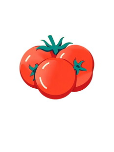 三个红番茄插画