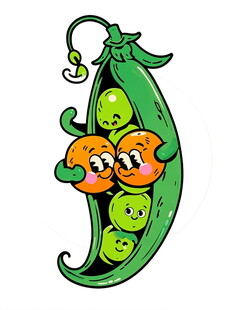 卡通豌豆荚中的欢乐豆子