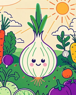 可爱洋葱与蔬菜欢乐场景