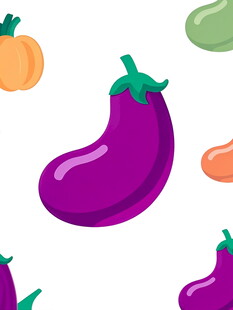 多彩茄子等蔬菜图案