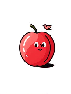 可爱笑脸红苹果插画