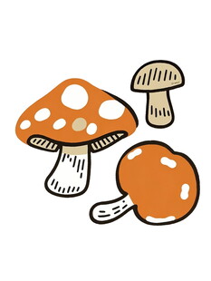 手绘可爱蘑菇插画