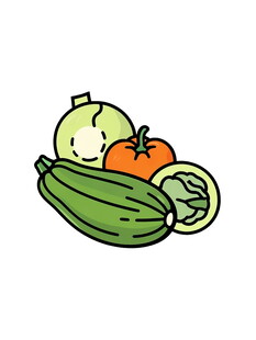 卡通风格的新鲜蔬菜组合