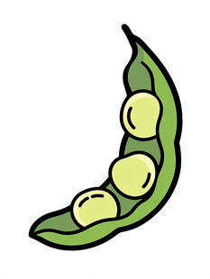 卡通形象的青豆荚