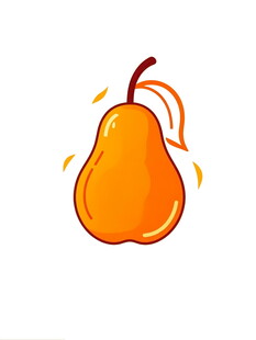 卡通形象的橙色梨子