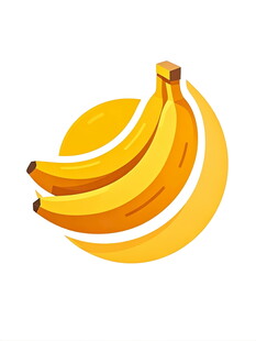 一串新鲜的黄色香蕉