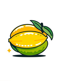 卡通风格切开的芒果