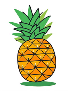 卡通风格的黄色菠萝