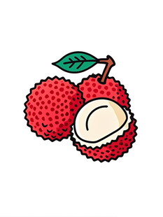 卡通风格的新鲜荔枝