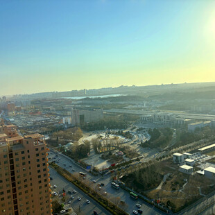 城市冬日高空俯瞰景观