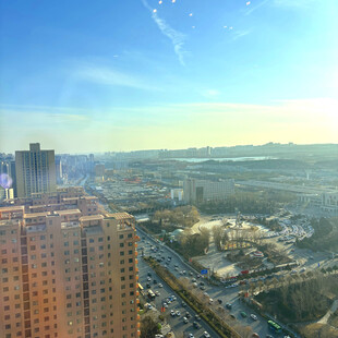 冬日城市高空俯瞰景观