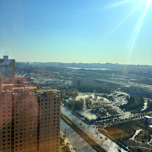 城市高空俯瞰冬日景观