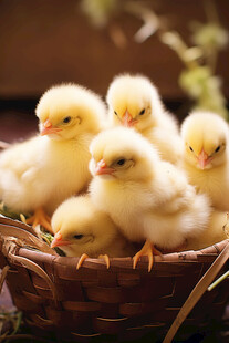 篮子里的可爱小黄鸡