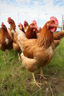 草地上的一群鸡