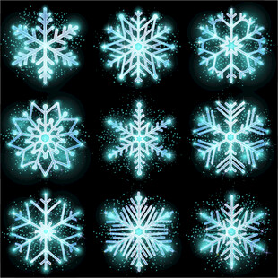 蓝色雪花图案集合