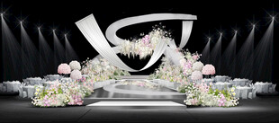 粉白婚礼堂效果图