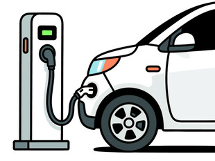 电动汽车正在充电桩充电