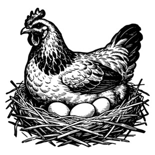 母鸡卧巢孵蛋图