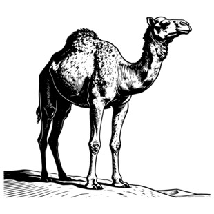 站立的骆驼黑白插画