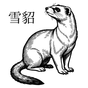 雪貂黑白插画图