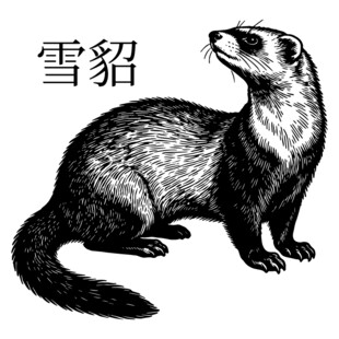雪貂黑白插画图