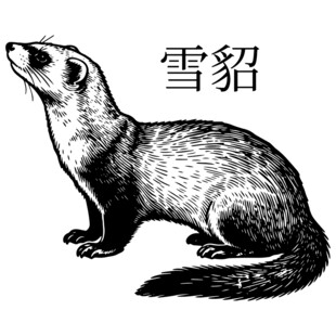 雪貂黑白插画图