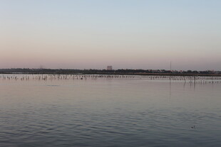 黄昏下的宁静湖面景色