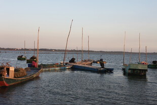 港湾中的停泊船只