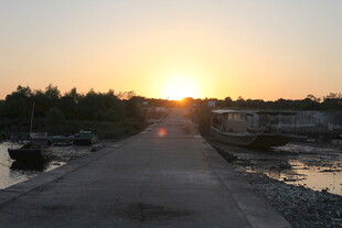 夕阳下的乡间道路美景