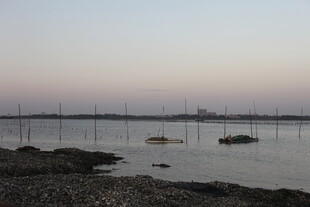 黄昏下的宁静海滨风光