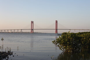 黄昏下的跨海大桥风光