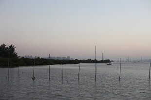 黄昏下的宁静水域景观