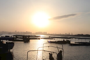 夕阳下的码头风光