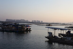 黄昏下的宁静码头景象