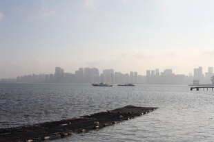 海滨城市风光远眺