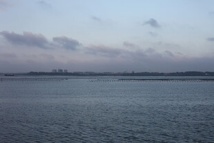 宁静湖面与天边的云彩