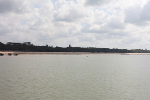 广阔水域与远处天际线