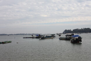 水上停泊船只景象