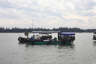 江上船只停泊景象