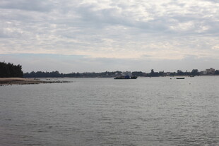 宁静水域与远处船只景象