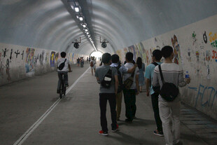 隧道内驻足欣赏涂鸦 芙蓉隧道