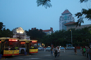 厦门街道傍晚热闹景象