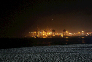 夜晚海港璀璨灯火景观 厦门