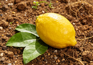泥土上的黄柠檬
