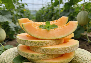 堆叠的哈密瓜切片