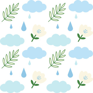 清新雨滴花卉背景图案