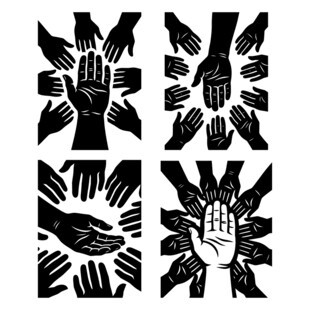 手与几何图案创意设计