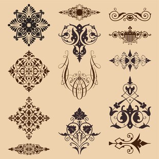 复古精美装饰花纹图案集
